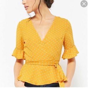 Polka Dot Wrap Top